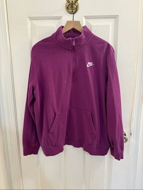 Nike Quarter-Zip Pullover in Plum with White Swoosh
